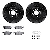 8312-63146 Drilled/Slotted Brake Rotors with 3000-Series Ceramic Brake Pads Kit & Hardware [Black], 2012-2018 Mercedes-Benz, Pos - image 1