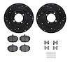 8312-64001 Drilled/Slotted Brake Rotors with 3000-Series Ceramic Brake Pads Kit & Hardware [Black], 1962-1980 MG, Position: Fron - image 1