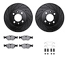 8312-65008 Drilled/Slotted Brake Rotors with 3000-Series Ceramic Brake Pads Kit & Hardware [Black], 1988-1998 GM, Position: Fron - image 1