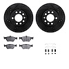 8312-65009 Drilled/Slotted Brake Rotors with 3000-Series Ceramic Brake Pads Kit & Hardware [Black], 1994-1996 GM, Position: Fron - image 1