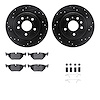 8312-65010 Drilled/Slotted Brake Rotors with 3000-Series Ceramic Brake Pads Kit & Hardware [Black], 1999-2010 GM, Position: Rear - image 1