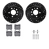 8312-65012 Drilled/Slotted Brake Rotors with 3000-Series Ceramic Brake Pads Kit & Hardware [Black], 1997-2008 GM, Position: Rear - image 1