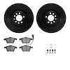 8312-65015 Drilled/Slotted Brake Rotors with 3000-Series Ceramic Brake Pads Kit & Hardware [Black], 2008-2011 GM, Position: Fron - image 1