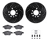 8312-65016 Drilled/Slotted Brake Rotors with 3000-Series Ceramic Brake Pads Kit & Hardware [Black], 2003-2005 GM, Position: Fron - image 1