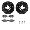 8312-65018 Drilled/Slotted Brake Rotors with 3000-Series Ceramic Brake Pads Kit & Hardware [Black], 2006-2011 GM, Position: Fron - image 1