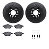 8312-65019 Drilled/Slotted Brake Rotors with 3000-Series Ceramic Brake Pads Kit & Hardware [Black], 2003-2011 GM, Position: Fron - image 1