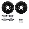 8312-65020 Drilled/Slotted Brake Rotors with 3000-Series Ceramic Brake Pads Kit & Hardware [Black], 2003-2011 GM, Position: Rear - image 1