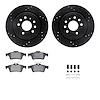 8312-65021 Drilled/Slotted Brake Rotors with 3000-Series Ceramic Brake Pads Kit & Hardware [Black], 2003-2011 GM, Position: Rear - image 1