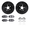 8312-65026 Drilled/Slotted Brake Rotors with 3000-Series Ceramic Brake Pads Kit & Hardware [Black], Fits Select GM, Position: Re - image 1