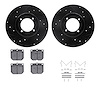 8312-67005 Drilled/Slotted Brake Rotors with 3000-Series Ceramic Brake Pads Kit & Hardware [Black], 1974-1978 Infiniti/Nissan, P