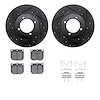 8312-67007 Drilled/Slotted Brake Rotors with 3000-Series Ceramic Brake Pads Kit & Hardware [Black], 1970-1973 Infiniti/Nissan, P - image 1