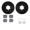 8312-67009 Drilled/Slotted Brake Rotors with 3000-Series Ceramic Brake Pads Kit & Hardware [Black], 1978-1982 Infiniti/Nissan, P