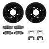 8312-67019 Drilled/Slotted Brake Rotors with 3000-Series Ceramic Brake Pads Kit & Hardware [Black], 1985-1989 Infiniti/Nissan, P - image 1
