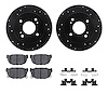 8312-67029 Drilled/Slotted Brake Rotors with 3000-Series Ceramic Brake Pads Kit & Hardware [Black], 1982-1988 Infiniti/Nissan, P - image 1