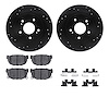 8312-67031 Drilled/Slotted Brake Rotors with 3000-Series Ceramic Brake Pads Kit & Hardware [Black], 1984-1988 Infiniti/Nissan, P - image 1
