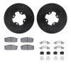8312-67038 Drilled/Slotted Brake Rotors with 3000-Series Ceramic Brake Pads Kit & Hardware [Black], 1987-1988 Infiniti/Nissan, P - image 1