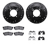 8312-67041 Drilled/Slotted Brake Rotors with 3000-Series Ceramic Brake Pads Kit & Hardware [Black], 1982-1986 Infiniti/Nissan, P - image 1