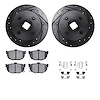 8312-67045 Drilled/Slotted Brake Rotors with 3000-Series Ceramic Brake Pads Kit & Hardware [Black], 1988-1988 Infiniti/Nissan, P - image 1