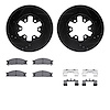 8312-67049 Drilled/Slotted Brake Rotors with 3000-Series Ceramic Brake Pads Kit & Hardware [Black], 1985-2012 Infiniti/Nissan, P