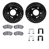 8312-67057 Drilled/Slotted Brake Rotors with 3000-Series Ceramic Brake Pads Kit & Hardware [Black], 1994-1996 Infiniti/Nissan, P - image 1