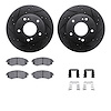 8312-67081 Drilled/Slotted Brake Rotors with 3000-Series Ceramic Brake Pads Kit & Hardware [Black], 1996-1998 Infiniti/Nissan, P - image 1