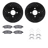 8312-67124 Drilled/Slotted Brake Rotors with 3000-Series Ceramic Brake Pads Kit & Hardware [Black], 2012-2019 Infiniti/Nissan, P - image 1