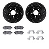 8312-67127 Drilled/Slotted Brake Rotors with 3000-Series Ceramic Brake Pads Kit & Hardware [Black], 2014-2017 Infiniti/Nissan, P - image 1