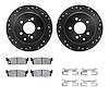 8312-68003 Drilled/Slotted Brake Rotors with 3000-Series Ceramic Brake Pads Kit & Hardware [Black], 1990-1993 Infiniti/Nissan, P - image 1
