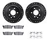 8312-68005 Drilled/Slotted Brake Rotors with 3000-Series Ceramic Brake Pads Kit & Hardware [Black], 1994-1996 Infiniti/Nissan, P - image 1