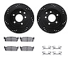 8312-68007 Drilled/Slotted Brake Rotors with 3000-Series Ceramic Brake Pads Kit & Hardware [Black], 2002-2006 Infiniti/Nissan, P - image 1