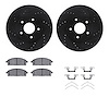 8312-68008 Drilled/Slotted Brake Rotors with 3000-Series Ceramic Brake Pads Kit & Hardware [Black], 1997-2001 Infiniti/Nissan, P - image 1
