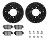 8312-72017 Drilled/Slotted Brake Rotors with 3000-Series Ceramic Brake Pads Kit & Hardware [Black], 1988-1993 Multiple Makes/Mod - image 1