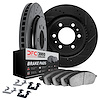 8312-72026 Drilled/Slotted Brake Rotors with 3000-Series Ceramic Brake Pads Kit & Hardware [Black], 1986-1995 Multiple Makes/Mod - image 1
