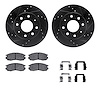 8312-72036 Drilled/Slotted Brake Rotors with 3000-Series Ceramic Brake Pads Kit & Hardware [Black], 1989-1997 Multiple Makes/Mod - image 1