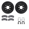 8312-72040 Drilled/Slotted Brake Rotors with 3000-Series Ceramic Brake Pads Kit & Hardware [Black], 1990-1993 Mitsubishi, Positi - image 1