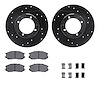 8312-72058 Drilled/Slotted Brake Rotors with 3000-Series Ceramic Brake Pads Kit & Hardware [Black], 1991-1991 Mopar, Position: F - image 1