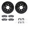 8312-72065 Drilled/Slotted Brake Rotors with 3000-Series Ceramic Brake Pads Kit & Hardware [Black], 1998-2001 Kia/Hyundai/Genesi - image 1