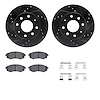 8312-72066 Drilled/Slotted Brake Rotors with 3000-Series Ceramic Brake Pads Kit & Hardware [Black], 2005-2006 Kia/Hyundai/Genesi - image 1