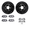 8312-72087 Drilled/Slotted Brake Rotors with 3000-Series Ceramic Brake Pads Kit & Hardware [Black], Fits Select Mitsubishi, Posi - image 1