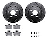 8312-73002 Drilled/Slotted Brake Rotors with 3000-Series Ceramic Brake Pads Kit & Hardware [Black], 1986-1991 Audi/Volkswagen, P - image 1