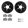 8312-73006 Drilled/Slotted Brake Rotors with 3000-Series Ceramic Brake Pads Kit & Hardware [Black], 1986-2000 Audi/Volkswagen, P