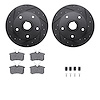 8312-73017 Drilled/Slotted Brake Rotors with 3000-Series Ceramic Brake Pads Kit & Hardware [Black], 1997-2001 Audi/Volkswagen, P - image 1