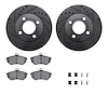 8312-73037 Drilled/Slotted Brake Rotors with 3000-Series Ceramic Brake Pads Kit & Hardware [Black], 1984-1987 Audi/Volkswagen, P - image 1