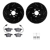 8312-73050 Drilled/Slotted Brake Rotors with 3000-Series Ceramic Brake Pads Kit & Hardware [Black], 2004-2009 Audi/Volkswagen, P - image 1