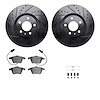 8312-73053 Drilled/Slotted Brake Rotors with 3000-Series Ceramic Brake Pads Kit & Hardware [Black], 2005-2011 Audi/Volkswagen, P - image 1