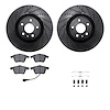 8312-73060 Drilled/Slotted Brake Rotors with 3000-Series Ceramic Brake Pads Kit & Hardware [Black], 2008-2011 Audi/Volkswagen, P - image 1