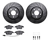 8312-73070 Drilled/Slotted Brake Rotors with 3000-Series Ceramic Brake Pads Kit & Hardware [Black], 2009-2016 Audi/Volkswagen, P - image 1