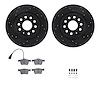 8312-73079 Drilled/Slotted Brake Rotors with 3000-Series Ceramic Brake Pads Kit & Hardware [Black], Fits Select Audi/Volkswagen, - image 1