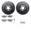 8312-73086 Drilled/Slotted Brake Rotors with 3000-Series Ceramic Brake Pads Kit & Hardware [Black], Fits Select Audi/Volkswagen, - image 1