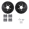 8312-74005 Drilled/Slotted Brake Rotors with 3000-Series Ceramic Brake Pads Kit & Hardware [Black], 1972-1978 Audi/Volkswagen, P